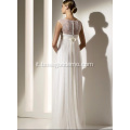 Impero guaina colonna Bateau Nungola in pizzo in pizzo chiffon Draped Dressd1